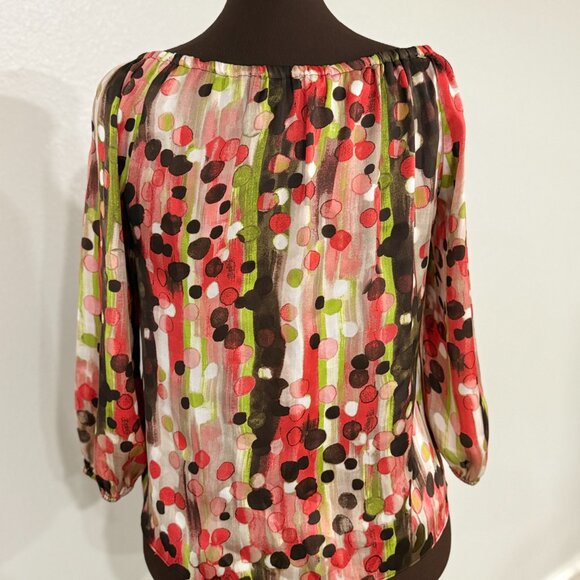 Zac & Rachel Women’s Tie Front Blouse Dots (Small) - Picture 2 of 4